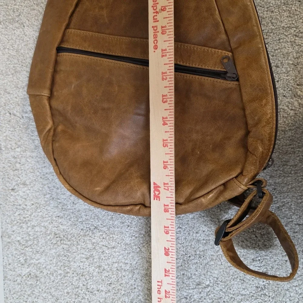 Vintage Ameribag The Healthy Back Bag Brown Leather Sling Bag Made in USA NWT